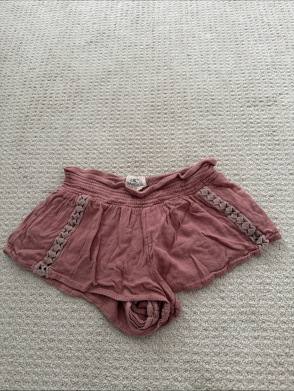 O'Neill Mauve Crochet-Trim Athletic Shorts